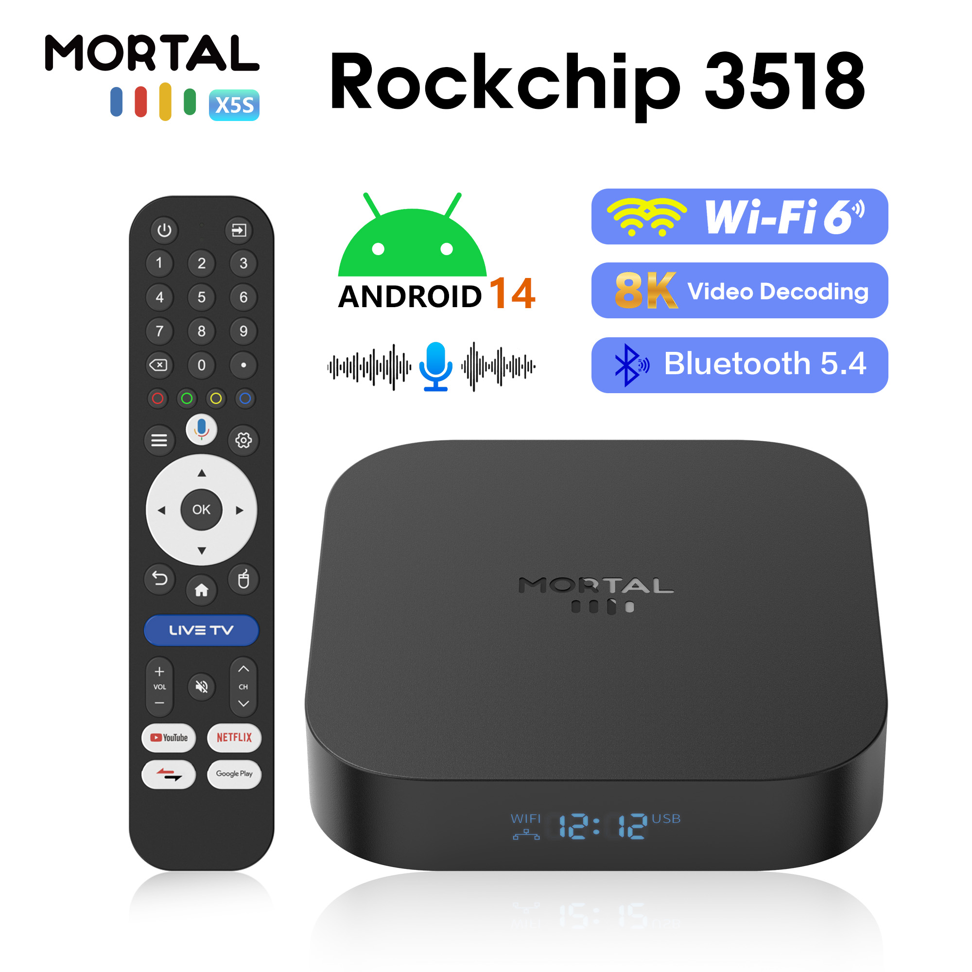 Radxa Rock 5B 16Gb - Boîtier TV intelligent Mortal X5S Android